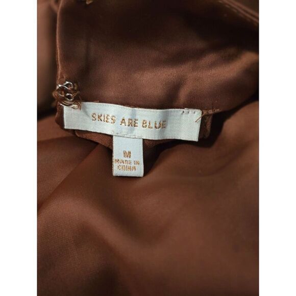 Sleeveless Halter Neck Top With Bow Back Skies Are Blue Size M Brown - Picture 7 of 8